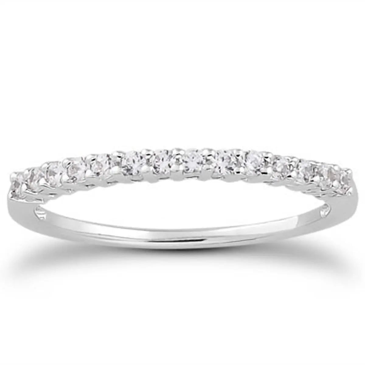 14k White Gold Shared Prong Diamond Wedding Ring Band with Airline Gallery RCJ Rings CELESTIA LUXE JEWELLERS