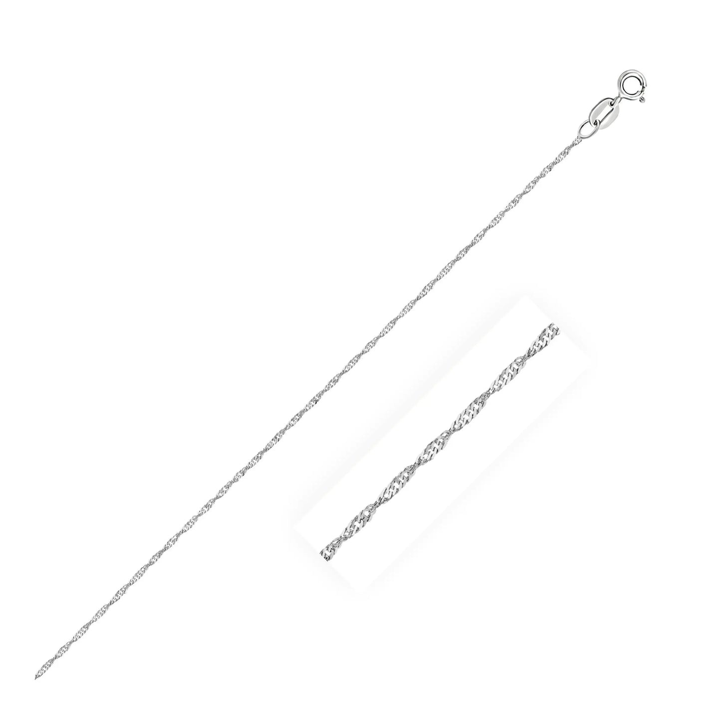 14k White Gold Singapore Chain 0.8mm (0.81 mm) RCJ Chains CELESTIA LUXE JEWELLERS