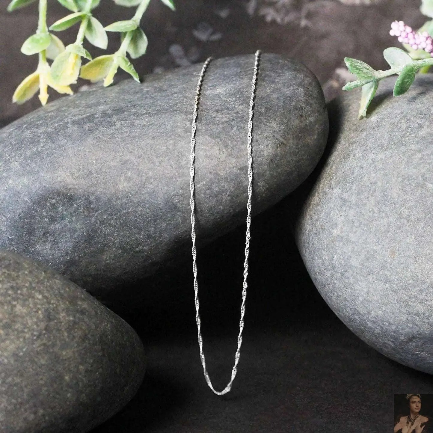 14k White Gold Singapore Chain 0.8mm (0.81 mm) RCJ Chains CELESTIA LUXE JEWELLERS