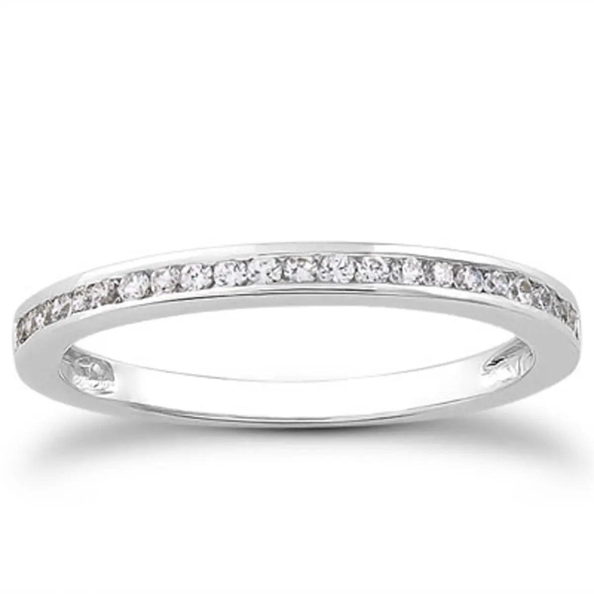 14k White Gold Slender Channel Set Diamond Wedding Ring Band Set 1/2 Around RCJ Rings CELESTIA LUXE JEWELLERS