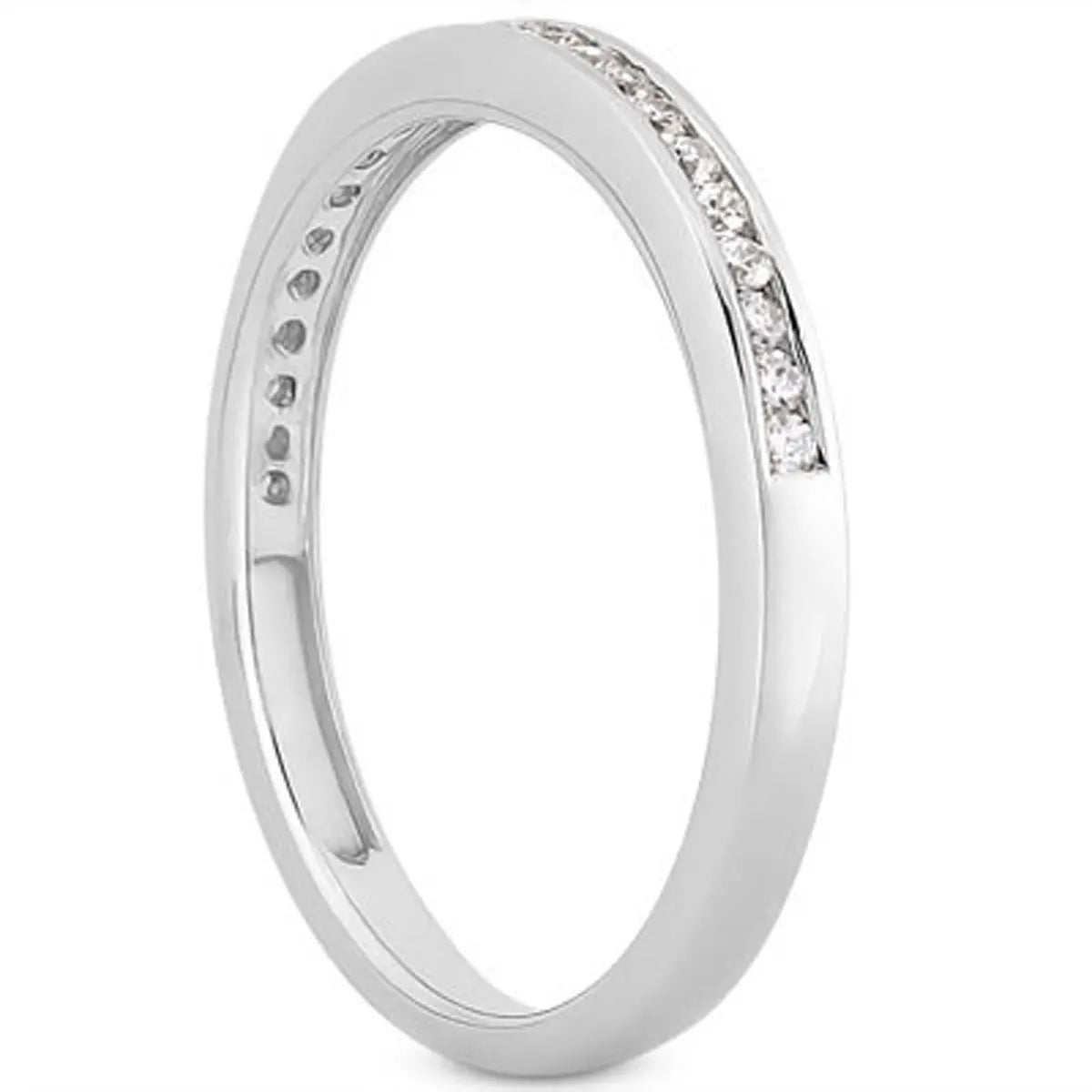 14k White Gold Slender Channel Set Diamond Wedding Ring Band Set 1/2 Around RCJ Rings CELESTIA LUXE JEWELLERS