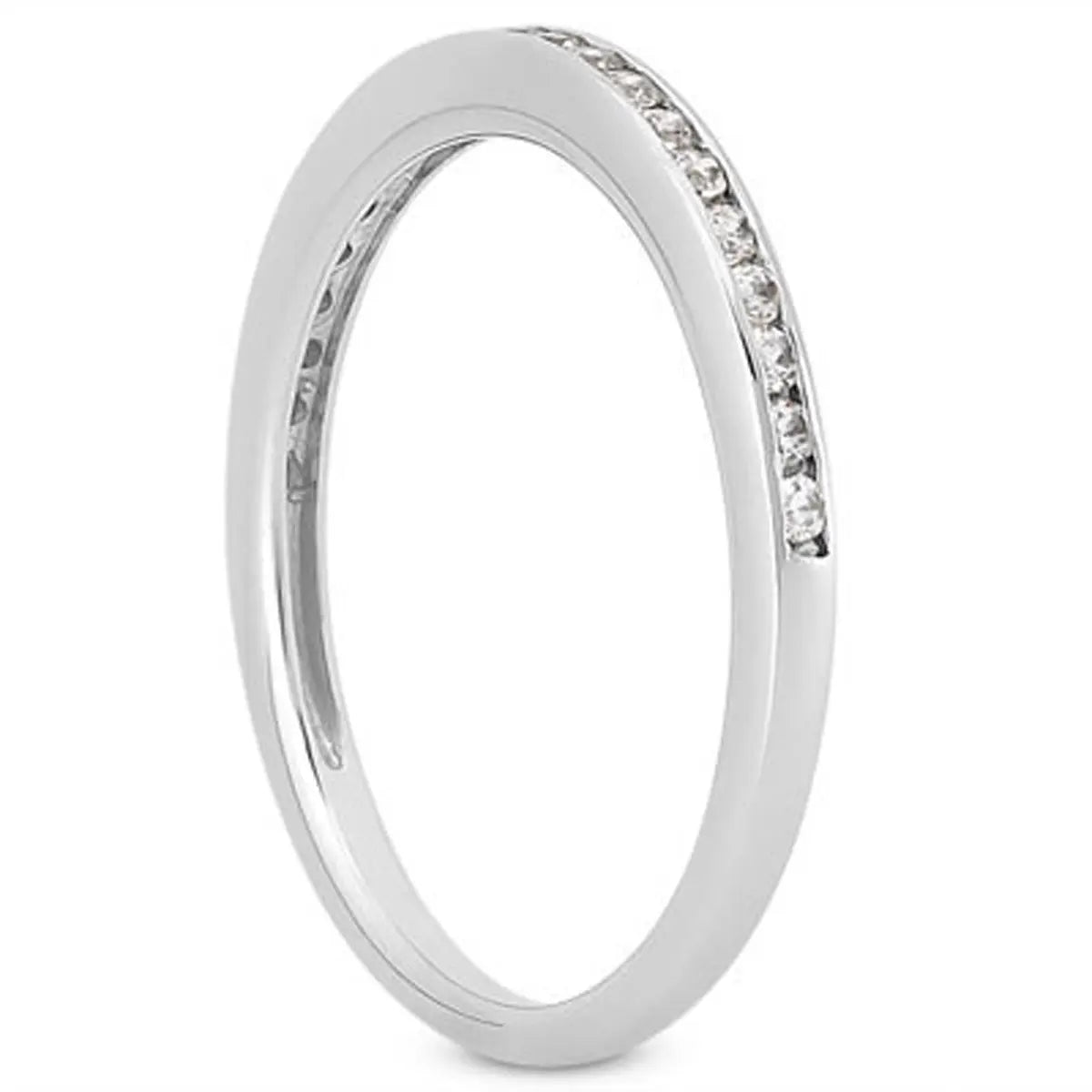 14k White Gold Slim Profile Diamond Channel Set Wedding Ring Band RCJ Rings CELESTIA LUXE JEWELLERS