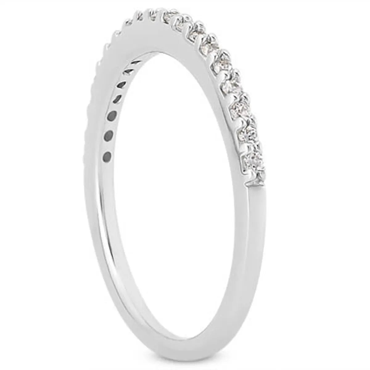 14k White Gold Slim Profile Diamond Micro Prong Diamond Wedding Ring Band RCJ Rings CELESTIA LUXE JEWELLERS