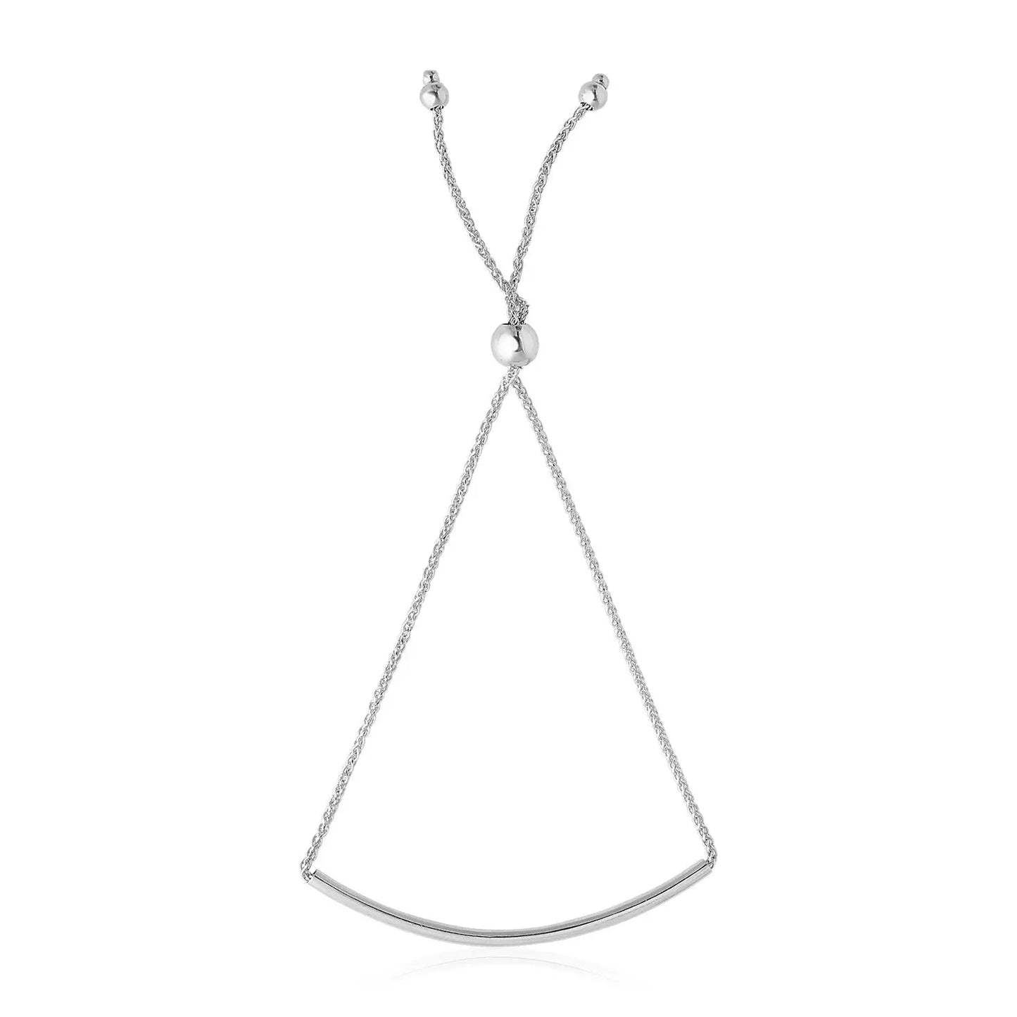 14k White Gold Smooth Curved Bar Lariat Design Bracelet (1.00 mm) RCJ Bracelets CELESTIA LUXE JEWELLERS
