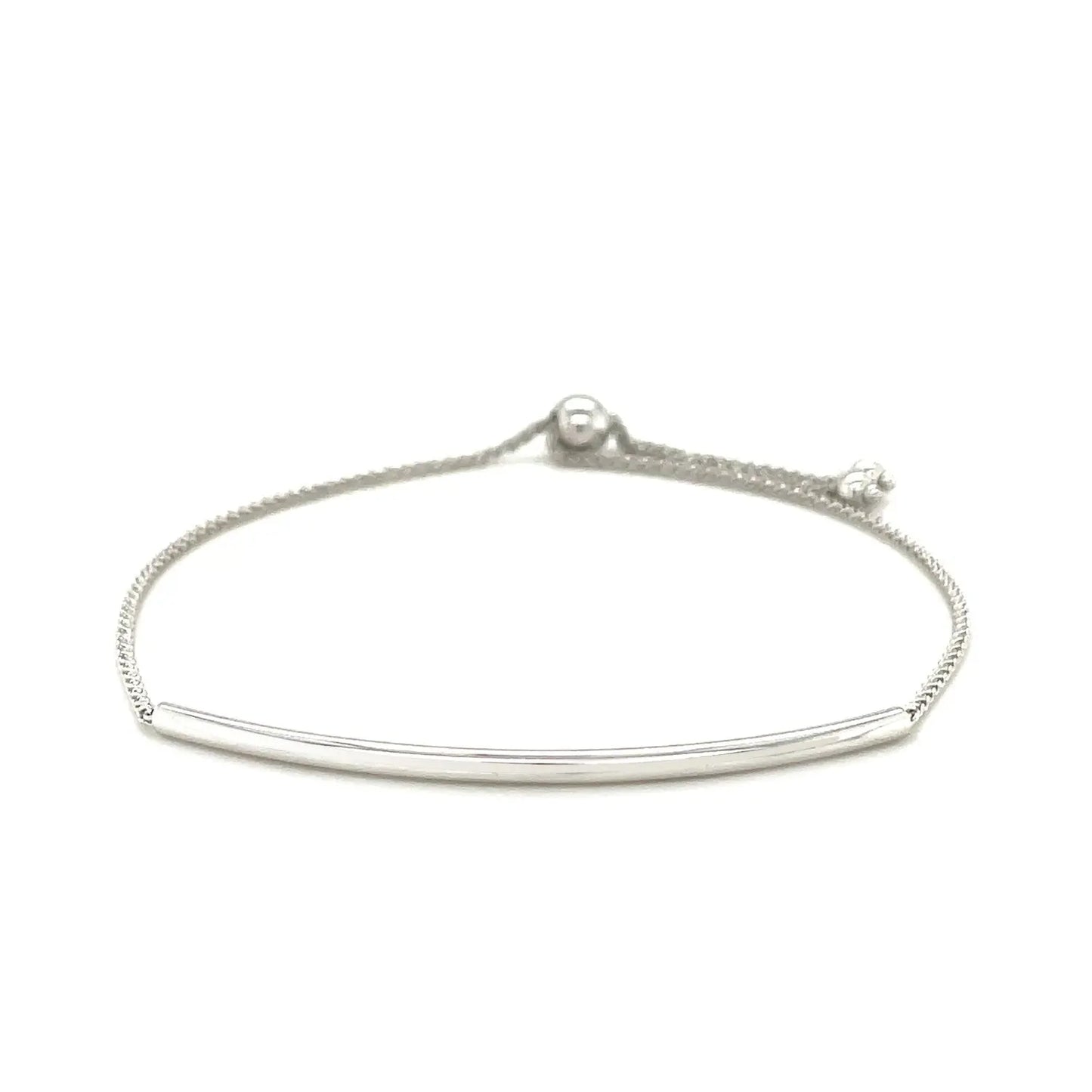 14k White Gold Smooth Curved Bar Lariat Design Bracelet (1.00 mm) RCJ Bracelets CELESTIA LUXE JEWELLERS