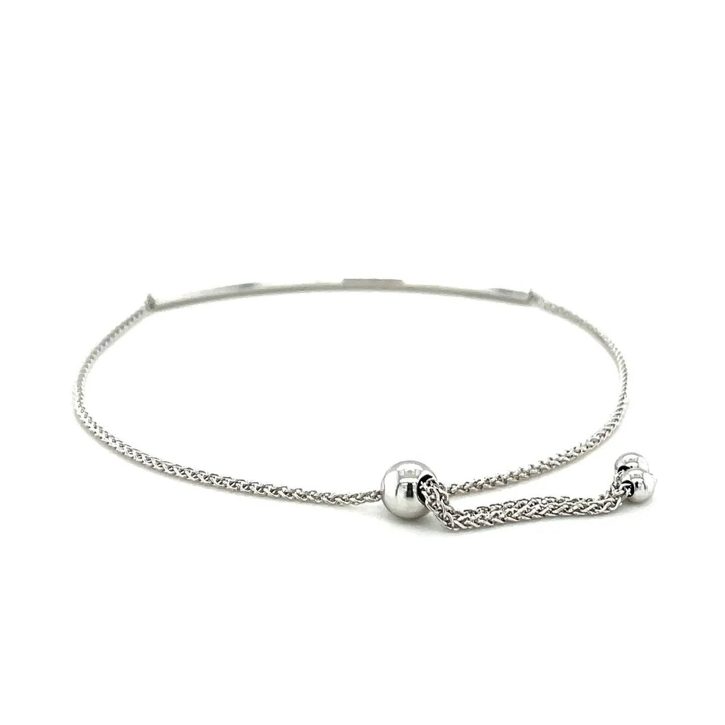 14k White Gold Smooth Curved Bar Lariat Design Bracelet (1.00 mm) RCJ Bracelets CELESTIA LUXE JEWELLERS