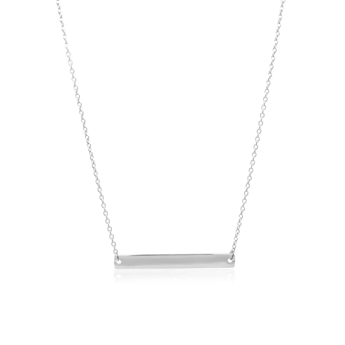 14k White Gold Smooth Flat Horizontal Bar Style Necklace RCJ Necklaces CELESTIA LUXE JEWELLERS