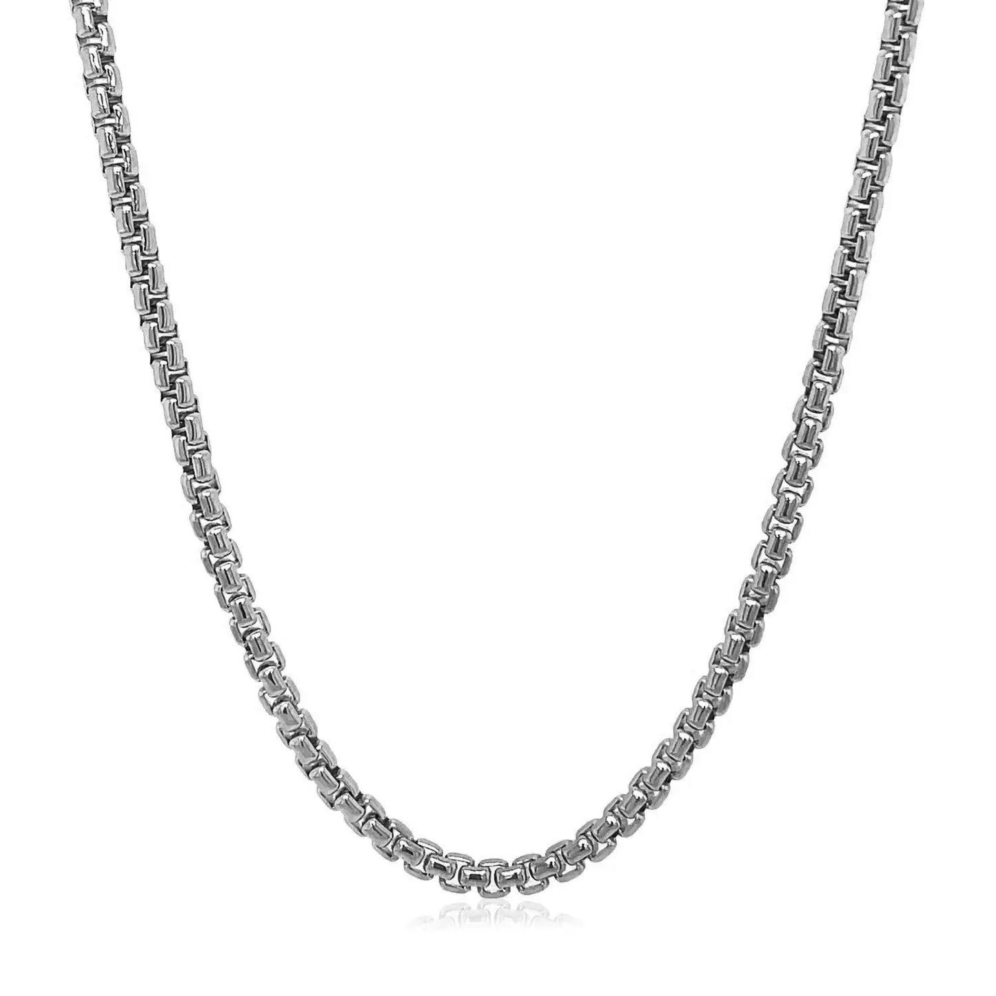 14k White Gold Solid Round Box Chain (2.5 mm) RCJ Chains CELESTIA LUXE JEWELLERS