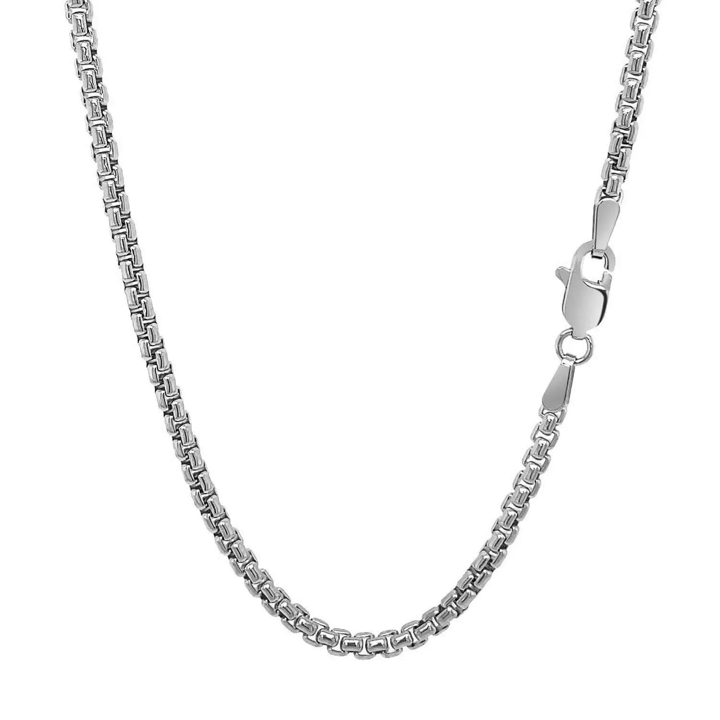 14k White Gold Solid Round Box Chain (2.5 mm) RCJ Chains CELESTIA LUXE JEWELLERS