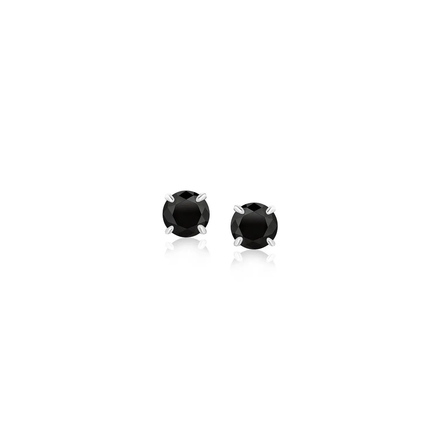 14k White Gold Stud Earrings with Black Cubic Zirconia(4mm) RCJ Earrings CELESTIA LUXE JEWELLERS
