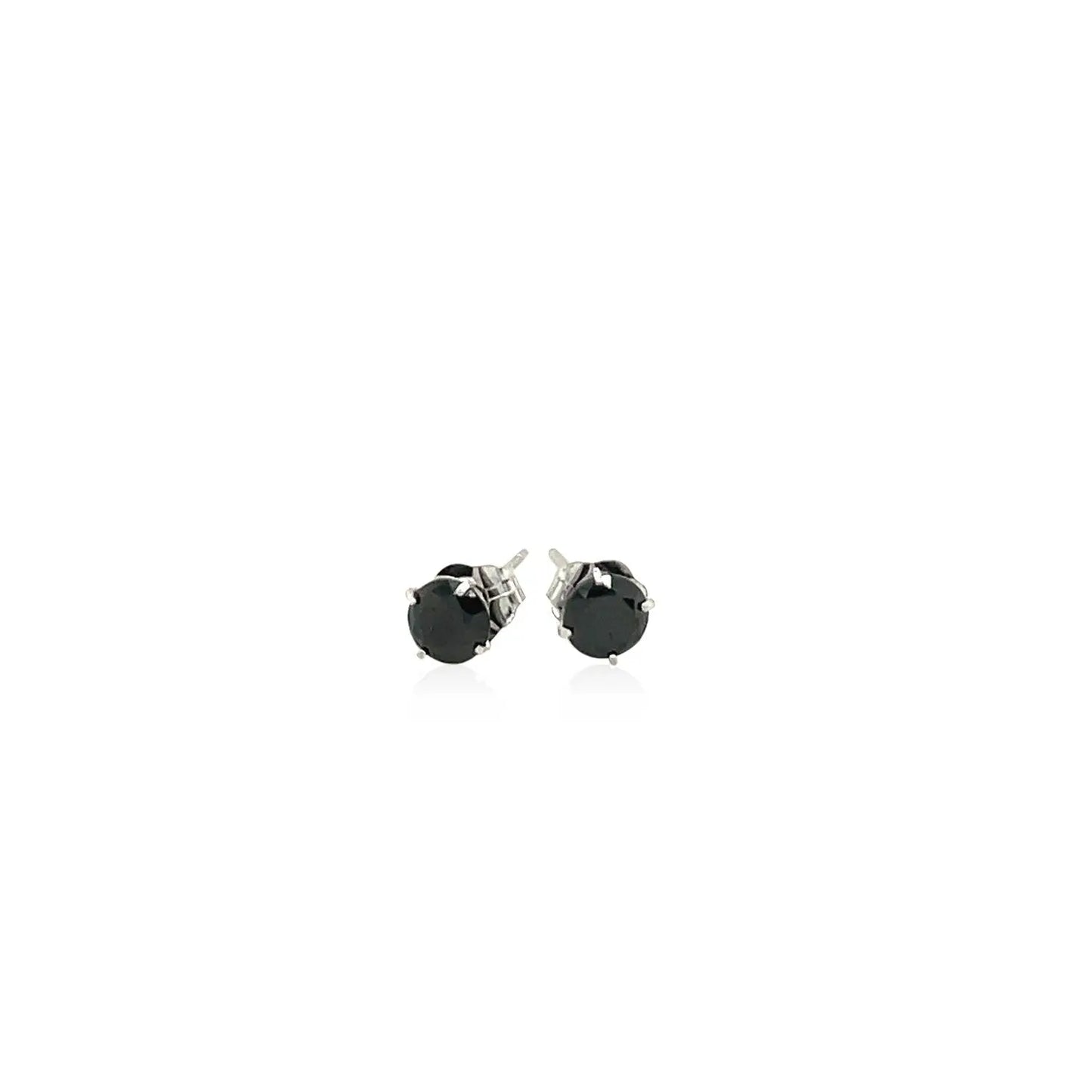 14k White Gold Stud Earrings with Black Cubic Zirconia(4mm) RCJ Earrings CELESTIA LUXE JEWELLERS