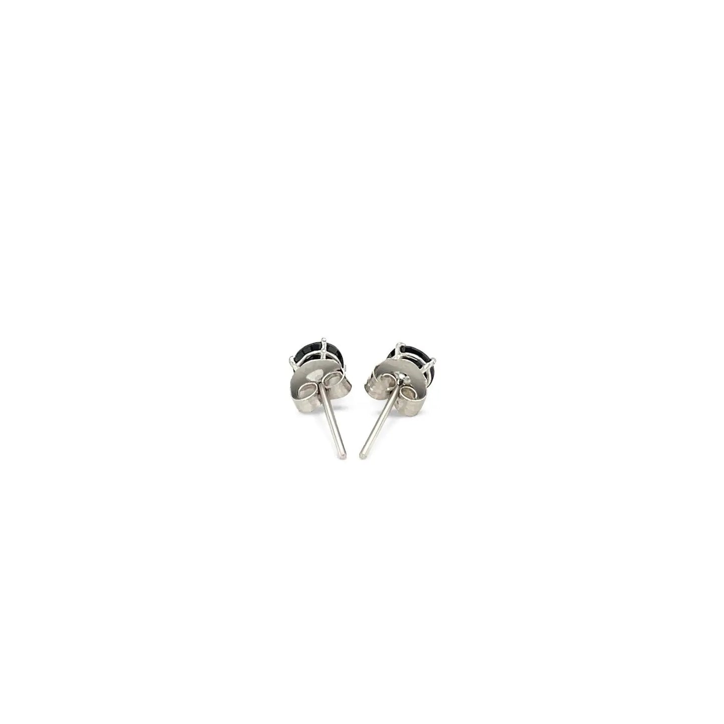 14k White Gold Stud Earrings with Black Cubic Zirconia(4mm) RCJ Earrings CELESTIA LUXE JEWELLERS