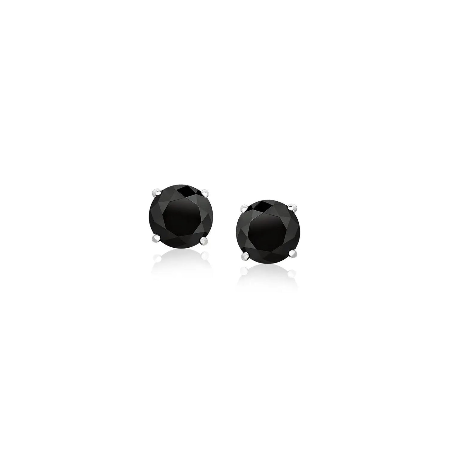 14k White Gold Stud Earrings with Black Faceted Cubic Zirconia(5mm) RCJ Earrings CELESTIA LUXE JEWELLERS