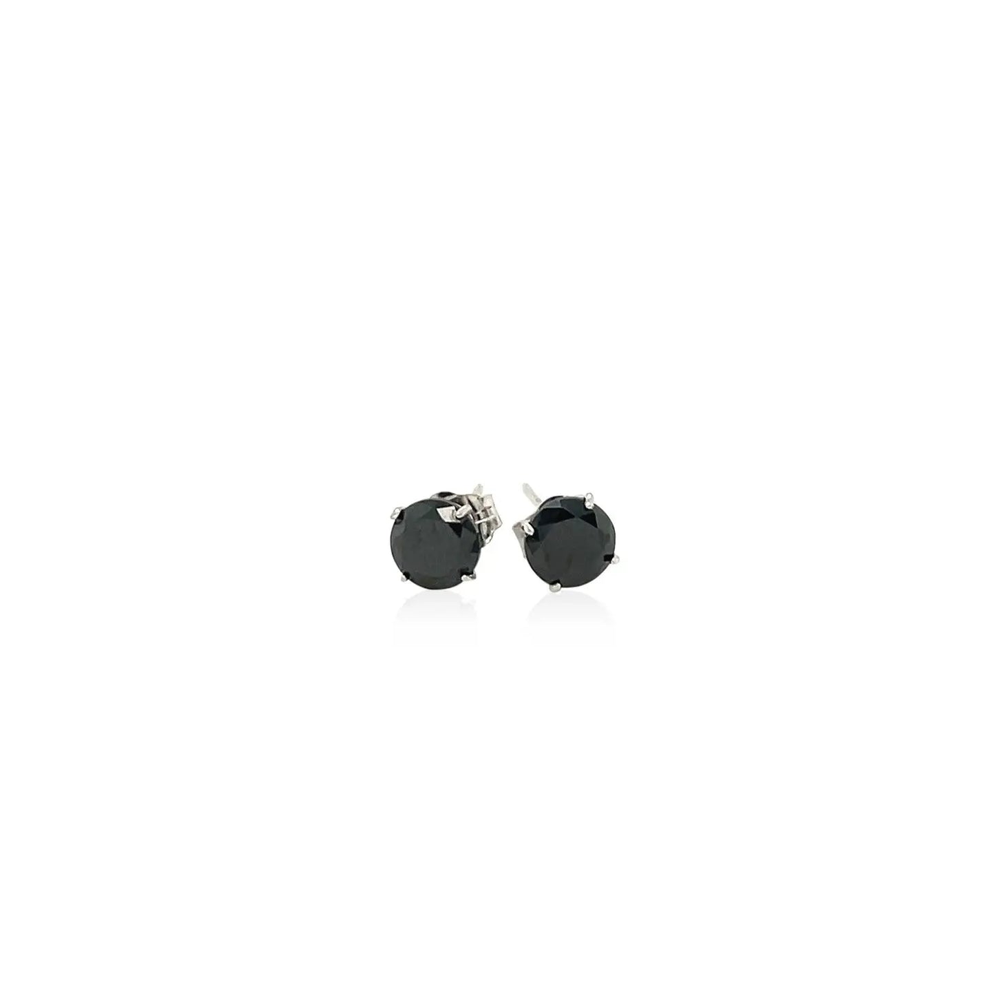 14k White Gold Stud Earrings with Black Faceted Cubic Zirconia(5mm) RCJ Earrings CELESTIA LUXE JEWELLERS