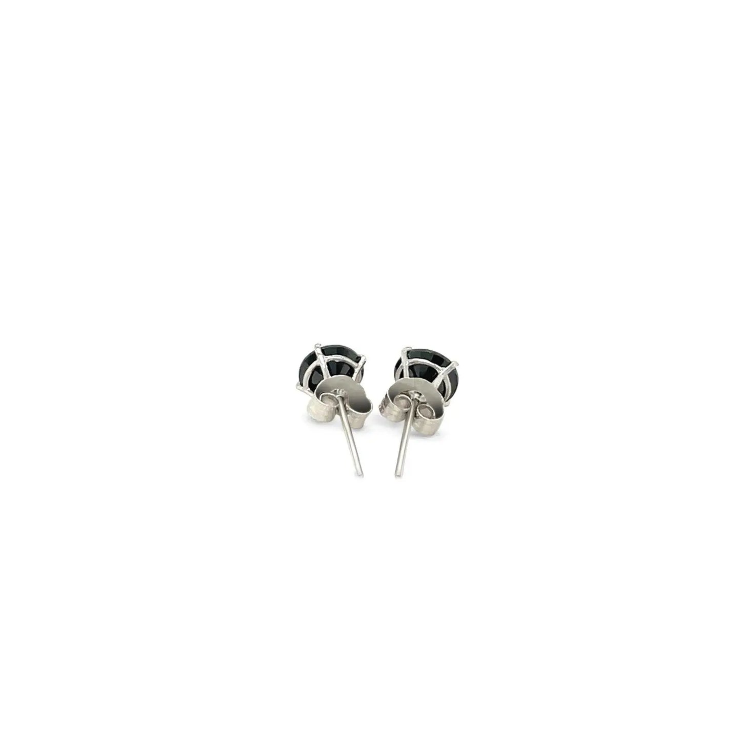 14k White Gold Stud Earrings with Black Faceted Cubic Zirconia(5mm) RCJ Earrings CELESTIA LUXE JEWELLERS