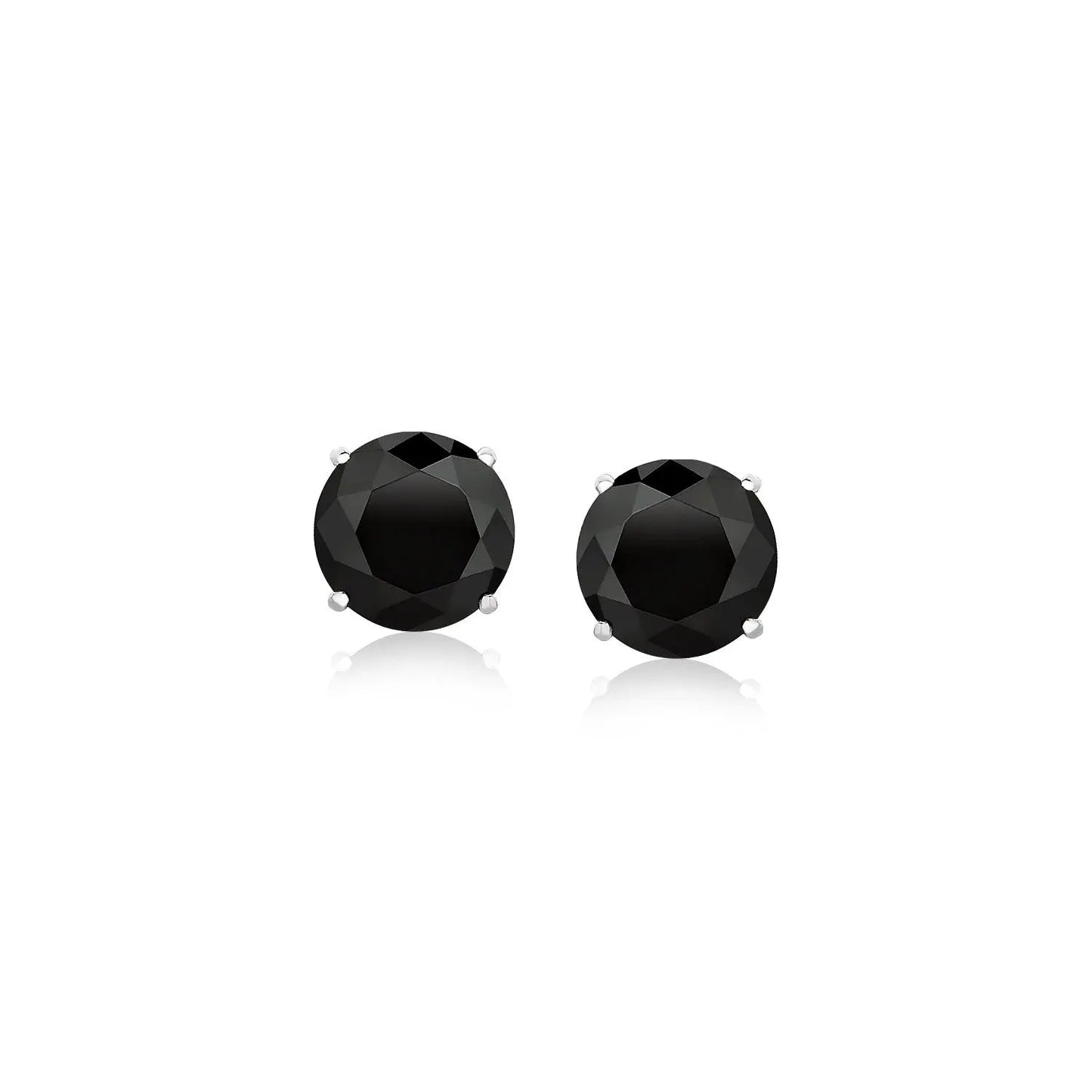14k White Gold Stud Earrings with Black Faceted Cubic Zirconia(6mm) RCJ Earrings CELESTIA LUXE JEWELLERS