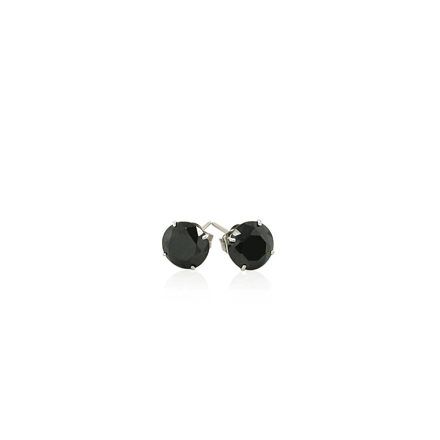 14k White Gold Stud Earrings with Black Faceted Cubic Zirconia(6mm) RCJ Earrings CELESTIA LUXE JEWELLERS