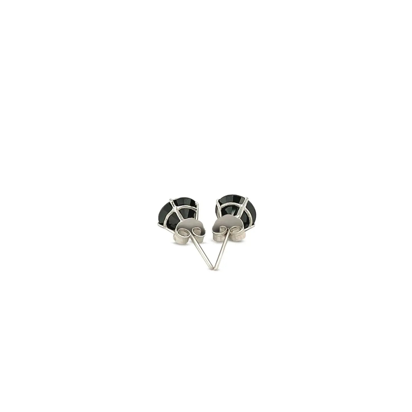 14k White Gold Stud Earrings with Black Faceted Cubic Zirconia(6mm) RCJ Earrings CELESTIA LUXE JEWELLERS