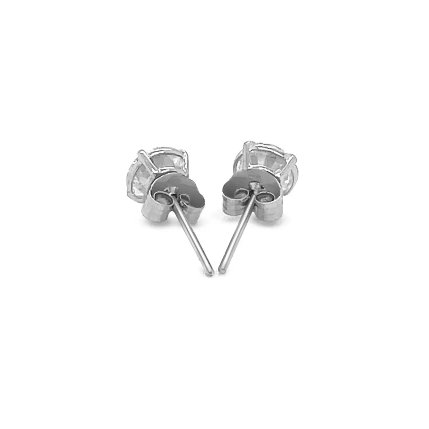 14k White Gold Stud Earrings with White Hue Faceted Cubic Zirconia(5mm) RCJ Earrings CELESTIA LUXE JEWELLERS