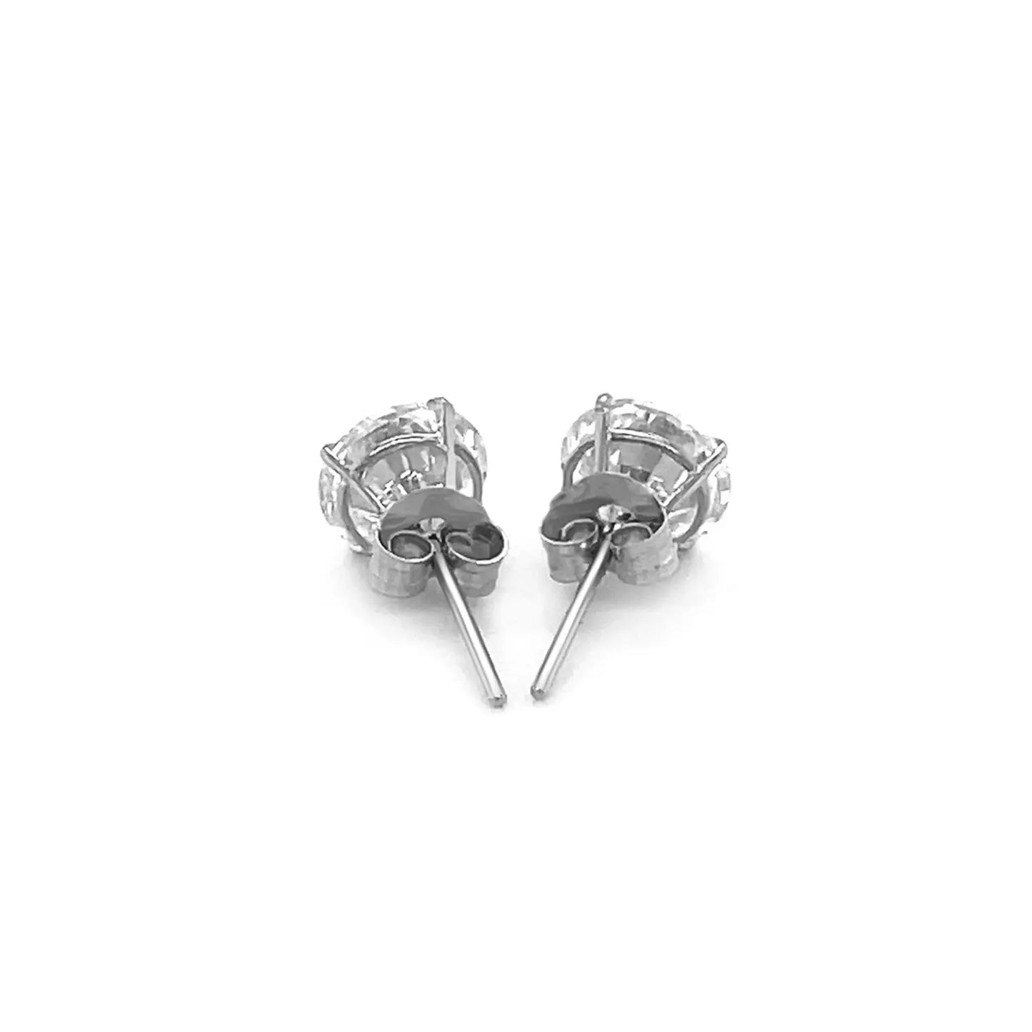 14k White Gold Stud Earrings with White Hue Faceted Cubic Zirconia(6mm) RCJ Earrings CELESTIA LUXE JEWELLERS