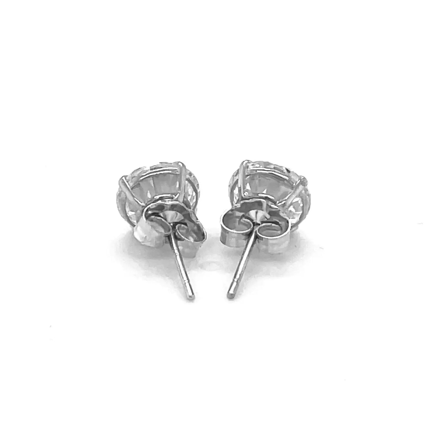 14k White Gold Stud Earrings with White Hue Faceted Cubic Zirconia(7mm) RCJ Earrings CELESTIA LUXE JEWELLERS