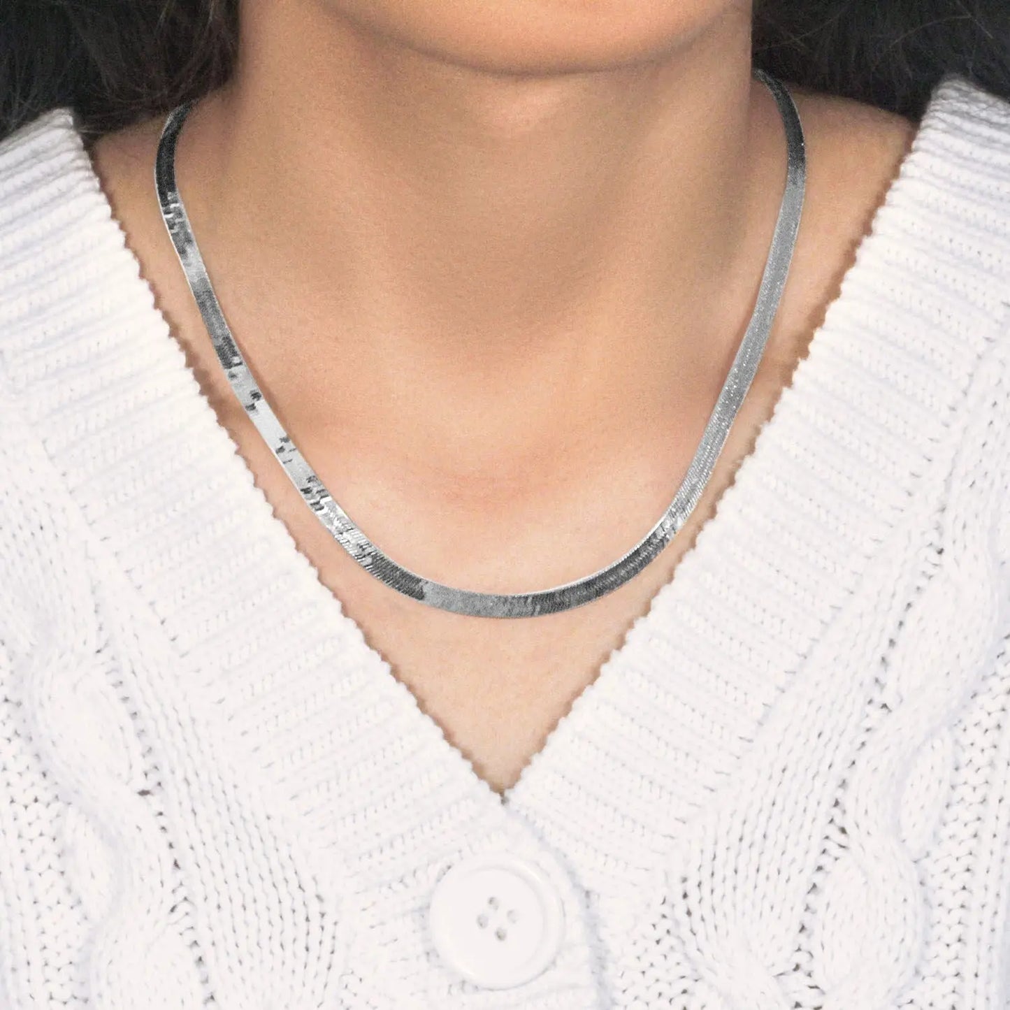 14k White Gold Super Flex Herringbone Chain (4.60 mm) RCJ Chains CELESTIA LUXE JEWELLERS