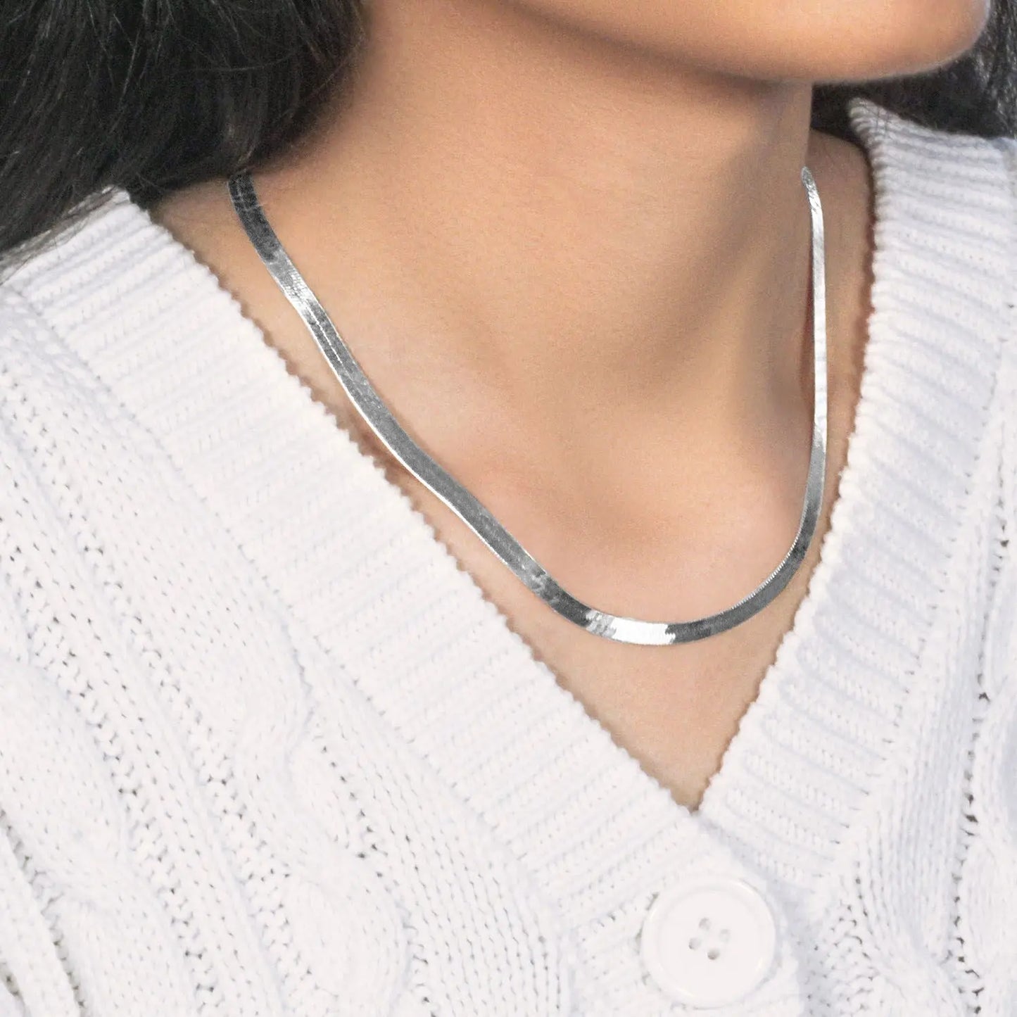 14k White Gold Super Flex Herringbone Chain (4.60 mm) RCJ Chains CELESTIA LUXE JEWELLERS
