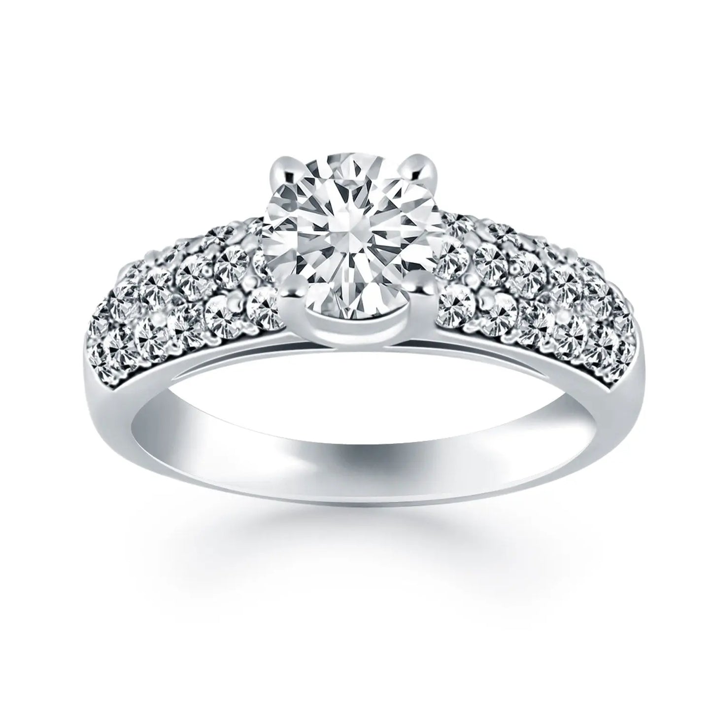 14k White Gold Tapered Pave Diamond Wide Band Engagement Ring RCJ Rings CELESTIA LUXE JEWELLERS