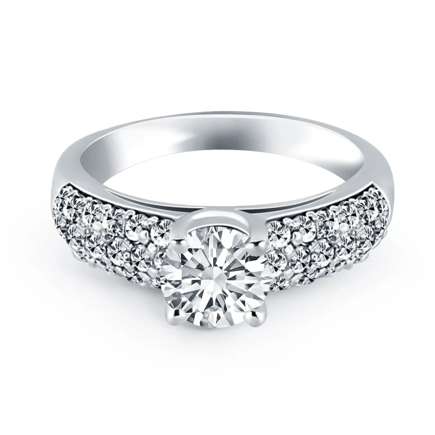 14k White Gold Tapered Pave Diamond Wide Band Engagement Ring RCJ Rings CELESTIA LUXE JEWELLERS