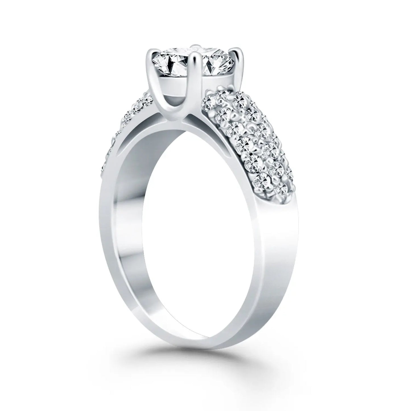 14k White Gold Tapered Pave Diamond Wide Band Engagement Ring RCJ Rings CELESTIA LUXE JEWELLERS