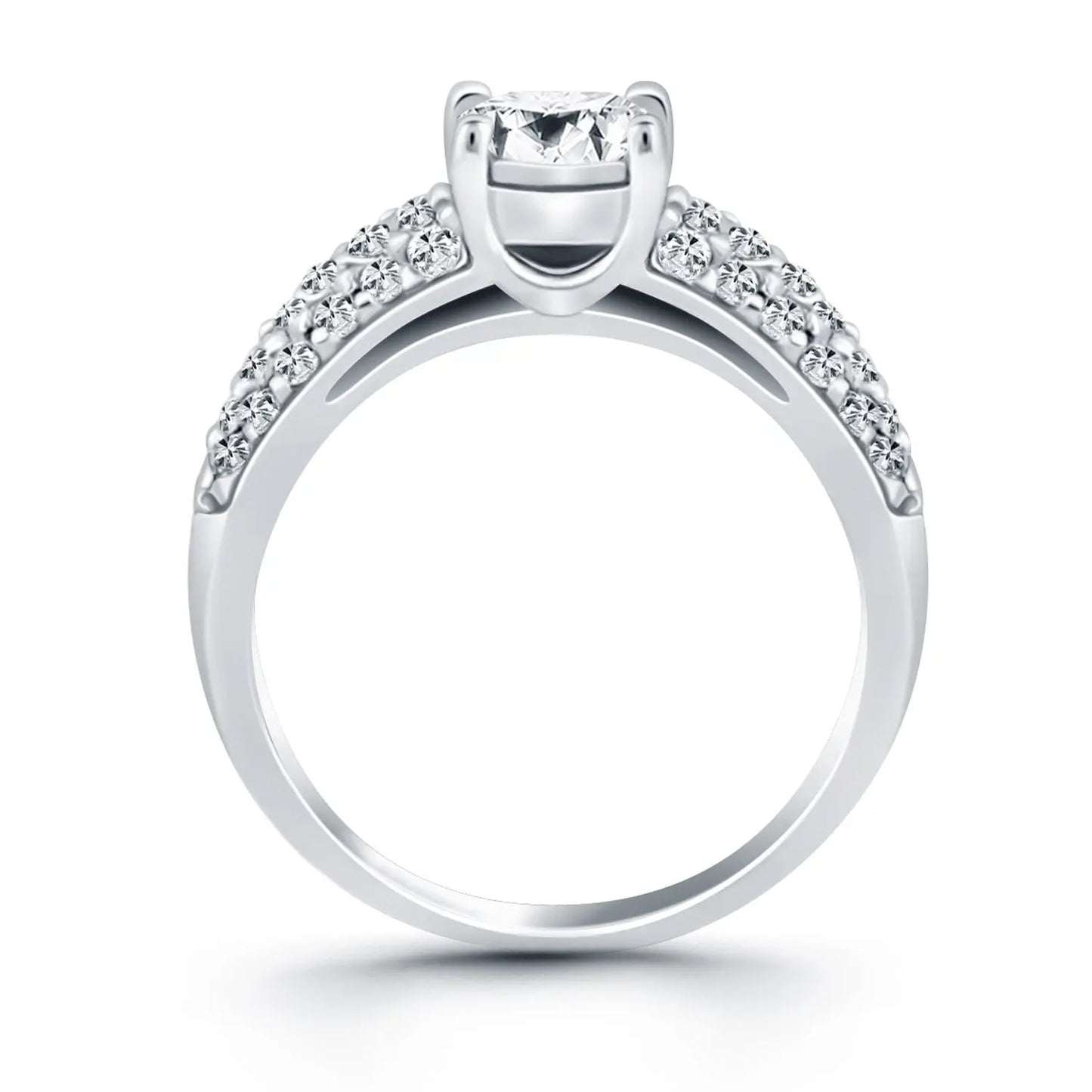14k White Gold Tapered Pave Diamond Wide Band Engagement Ring RCJ Rings CELESTIA LUXE JEWELLERS