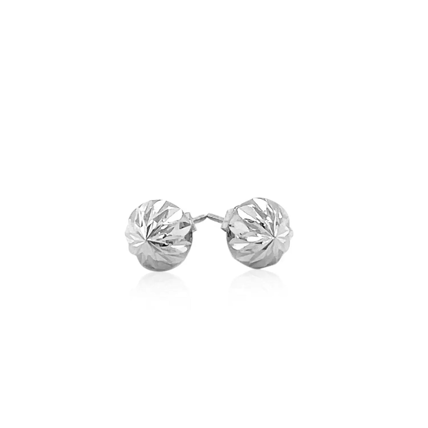 14k White Gold Textured Flat Style Stud Earrings(6mm) RCJ Earrings CELESTIA LUXE JEWELLERS