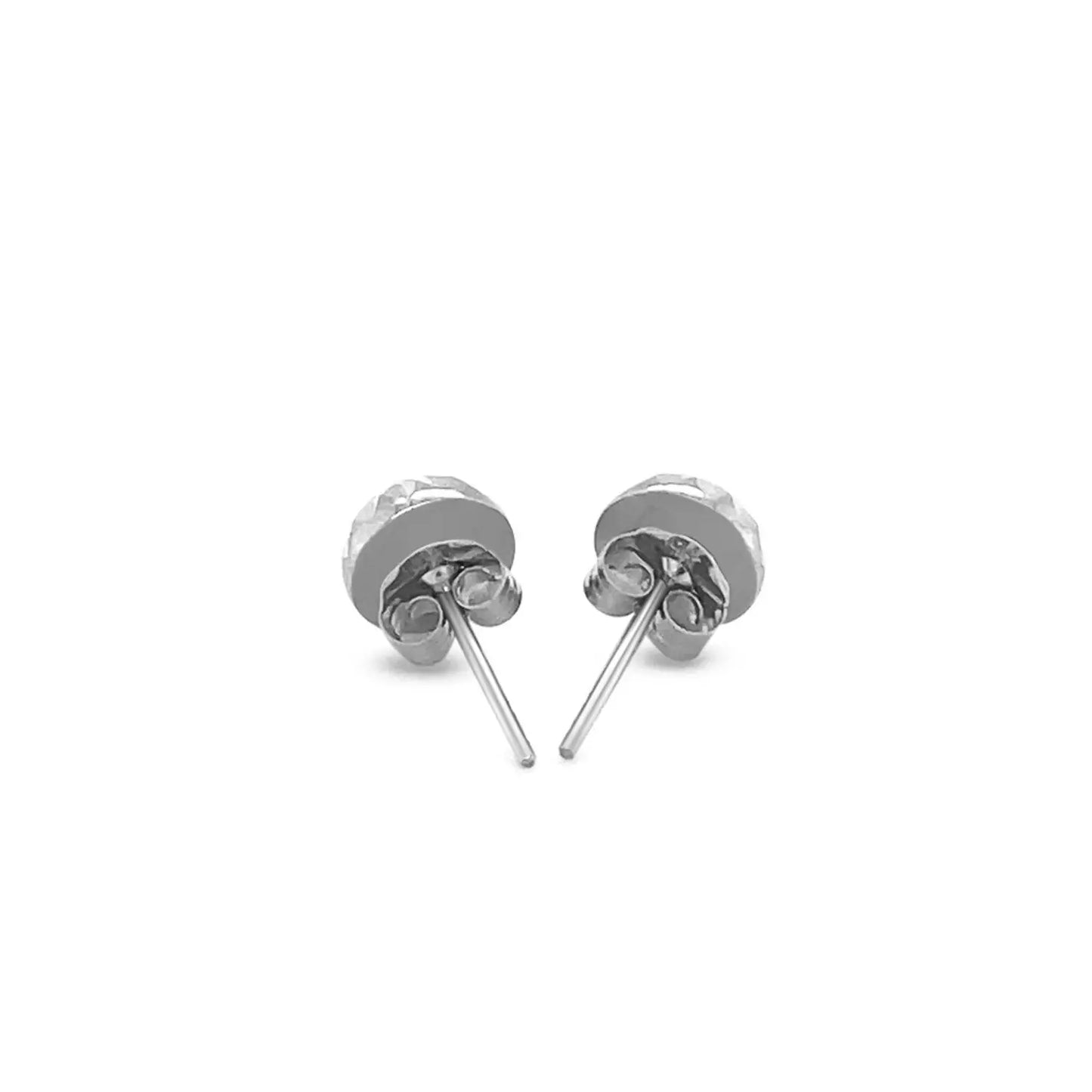 14k White Gold Textured Flat Style Stud Earrings(6mm) RCJ Earrings CELESTIA LUXE JEWELLERS