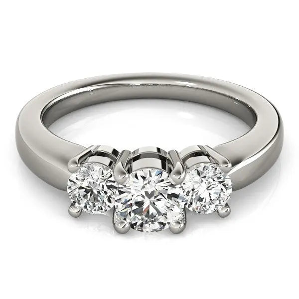 14k White Gold Timeless 3 Stone Round Diamond Engagement Ring (1 cttw) RCJ Rings CELESTIA LUXE JEWELLERS