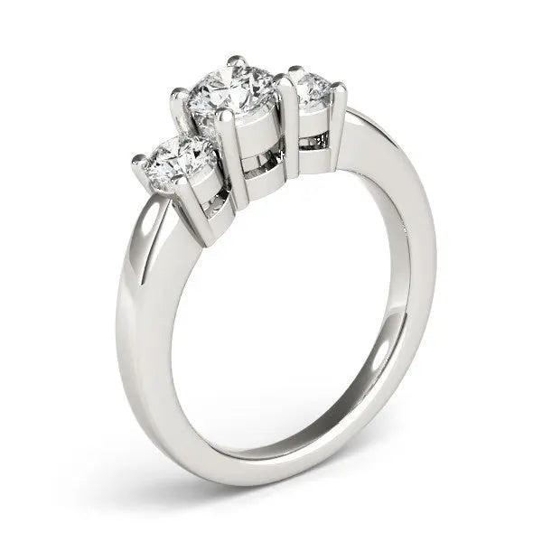 14k White Gold Timeless 3 Stone Round Diamond Engagement Ring (1 cttw) RCJ Rings CELESTIA LUXE JEWELLERS