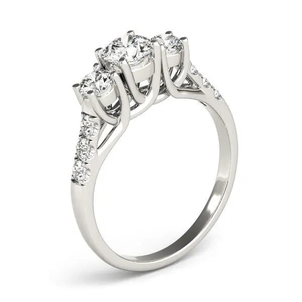 14k White Gold Trellis Set 3 Stone Round Diamond Engagement Ring (1 1/8 cttw) RCJ Rings CELESTIA LUXE JEWELLERS
