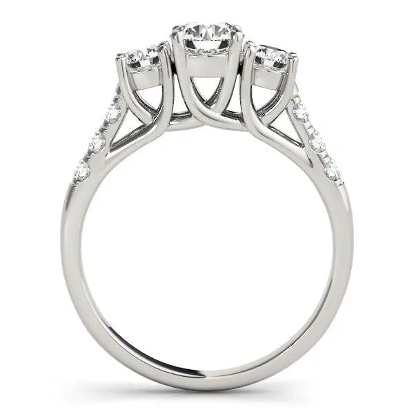 14k White Gold Trellis Set 3 Stone Round Diamond Engagement Ring (1 1/8 cttw) RCJ Rings CELESTIA LUXE JEWELLERS