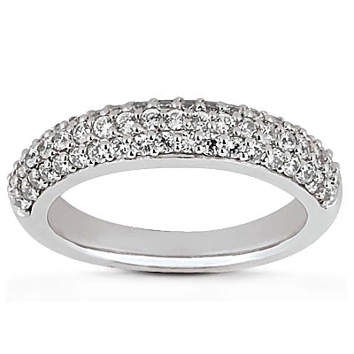 14k White Gold Triple Multi-Row Micro- Pave Diamond Wedding Ring Band RCJ Rings CELESTIA LUXE JEWELLERS