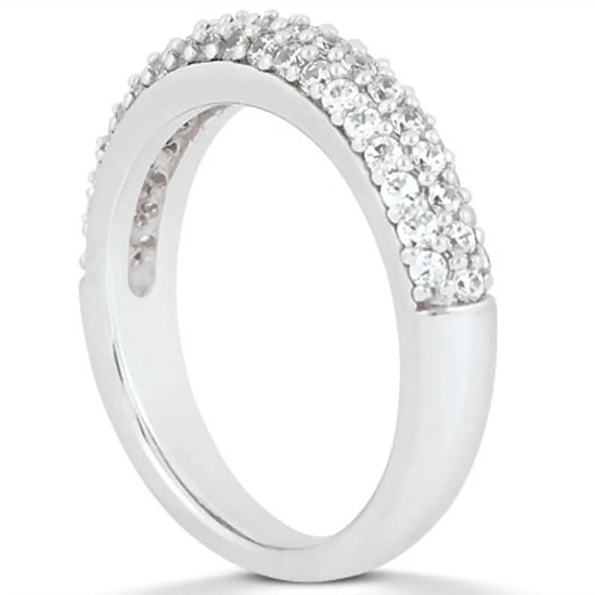 14k White Gold Triple Multi-Row Micro- Pave Diamond Wedding Ring Band RCJ Rings CELESTIA LUXE JEWELLERS