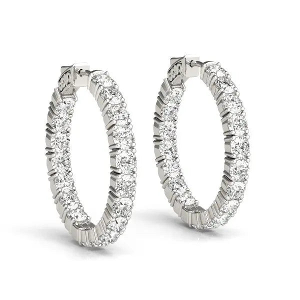 14k White Gold Two Sided Prong Set Diamond Hoop Earrings (3 1/2 cttw) RCJ Earrings CELESTIA LUXE JEWELLERS