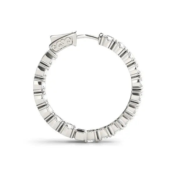 14k White Gold Two Sided Prong Set Diamond Hoop Earrings (3 1/2 cttw) RCJ Earrings CELESTIA LUXE JEWELLERS