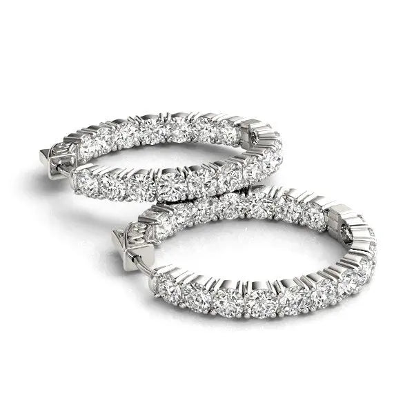 14k White Gold Two Sided Prong Set Diamond Hoop Earrings (3 1/2 cttw) RCJ Earrings CELESTIA LUXE JEWELLERS