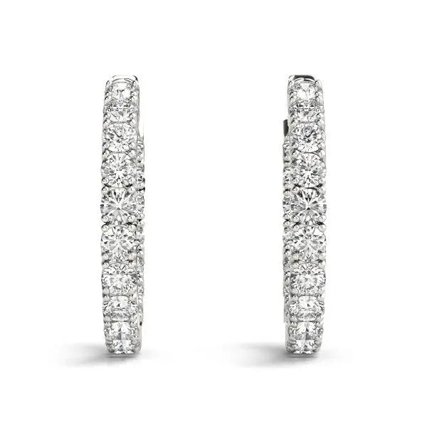 14k White Gold Two Sided Prong Set Diamond Hoop Earrings (3 1/2 cttw) RCJ Earrings CELESTIA LUXE JEWELLERS