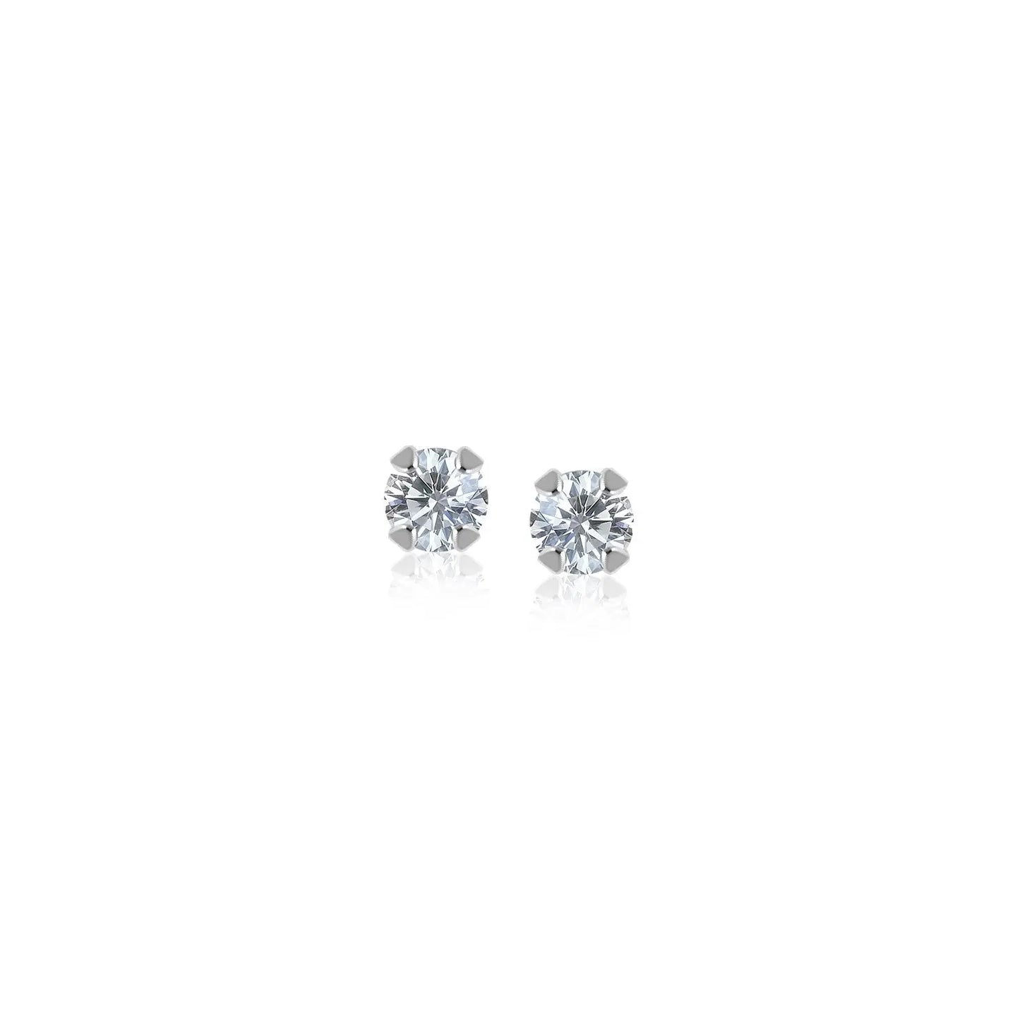 14k White Gold White Cubic Zirconia Stud Earrings(2mm) RCJ Earrings CELESTIA LUXE JEWELLERS