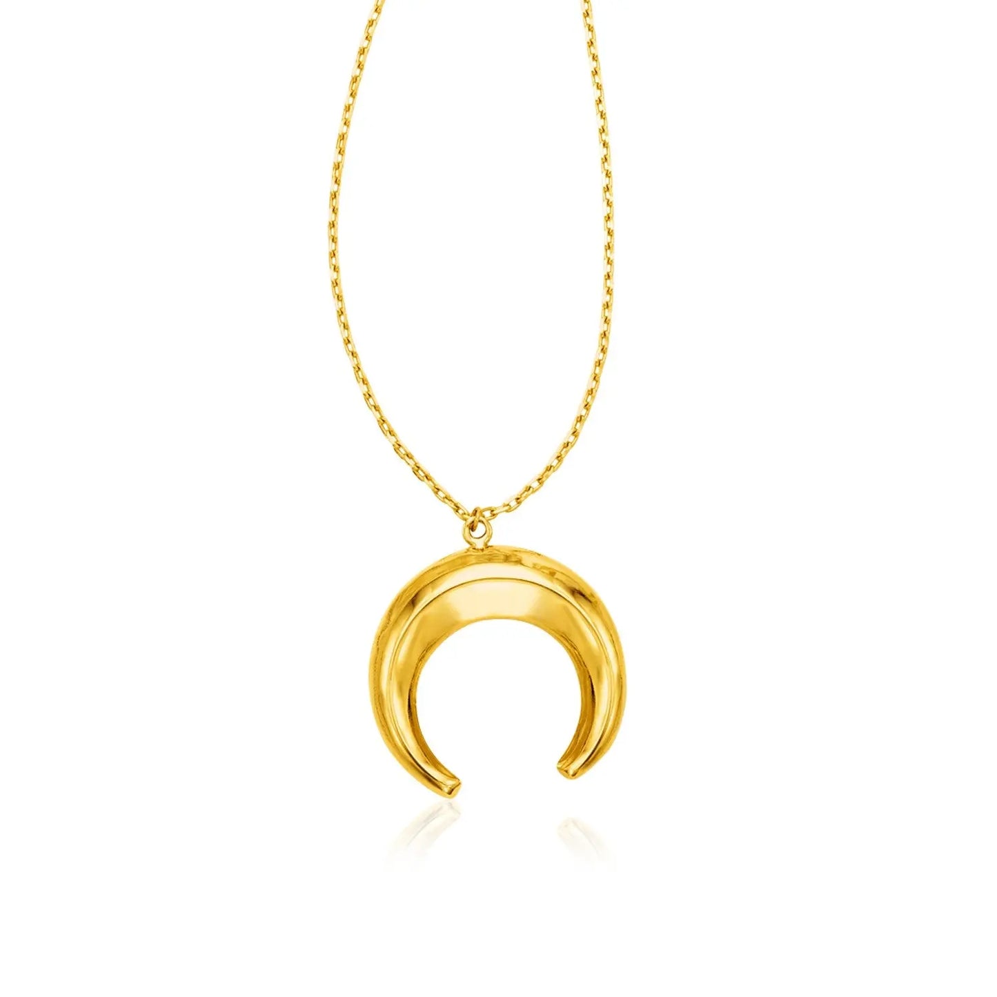 14k Yellow Gold 17 inch Necklace with Domed Moon Motif Pendant RCJ Necklaces CELESTIA LUXE JEWELLERS