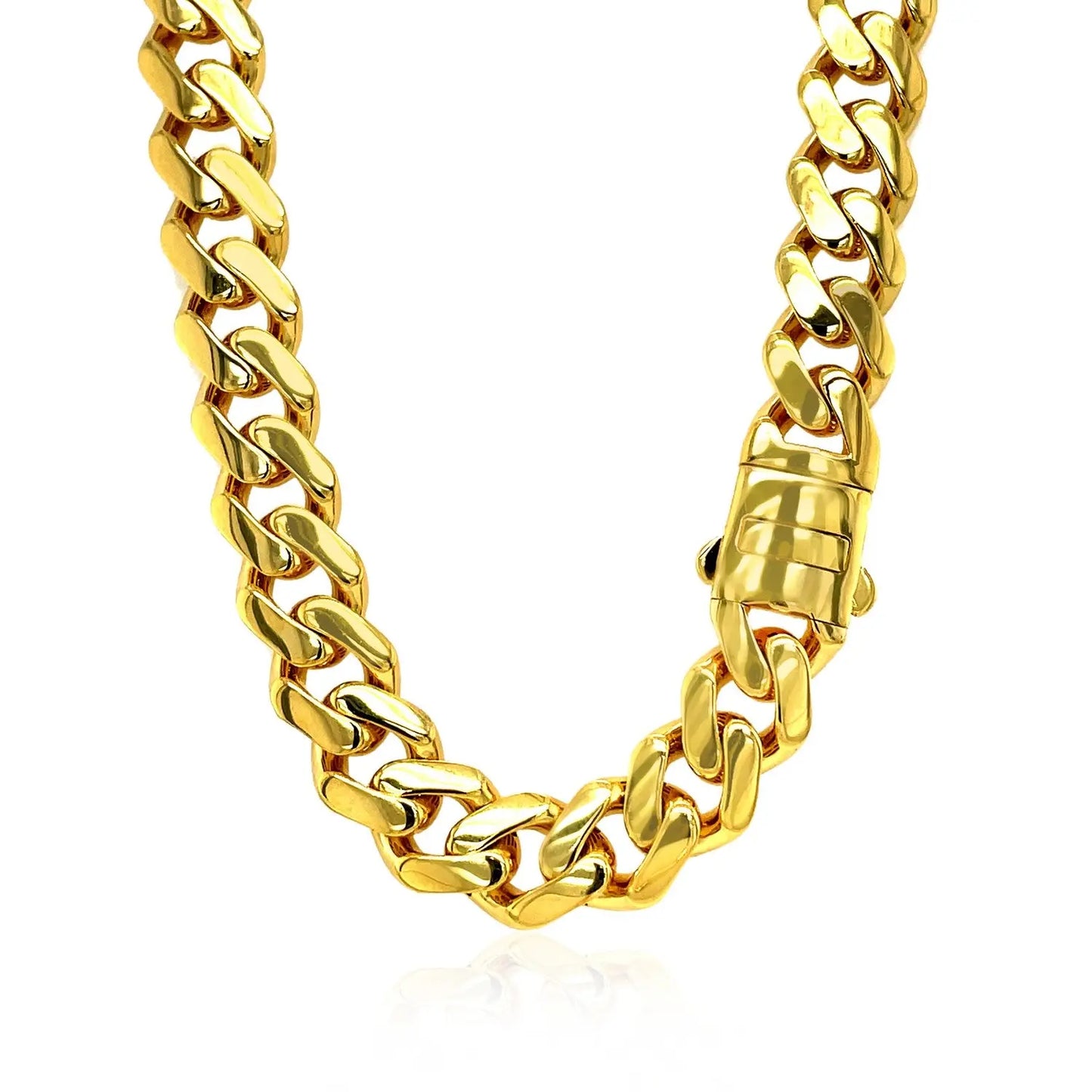14k Yellow Gold 18 inch Polished Curb Chain Necklace with Diamonds RCJ Necklaces CELESTIA LUXE JEWELLERS