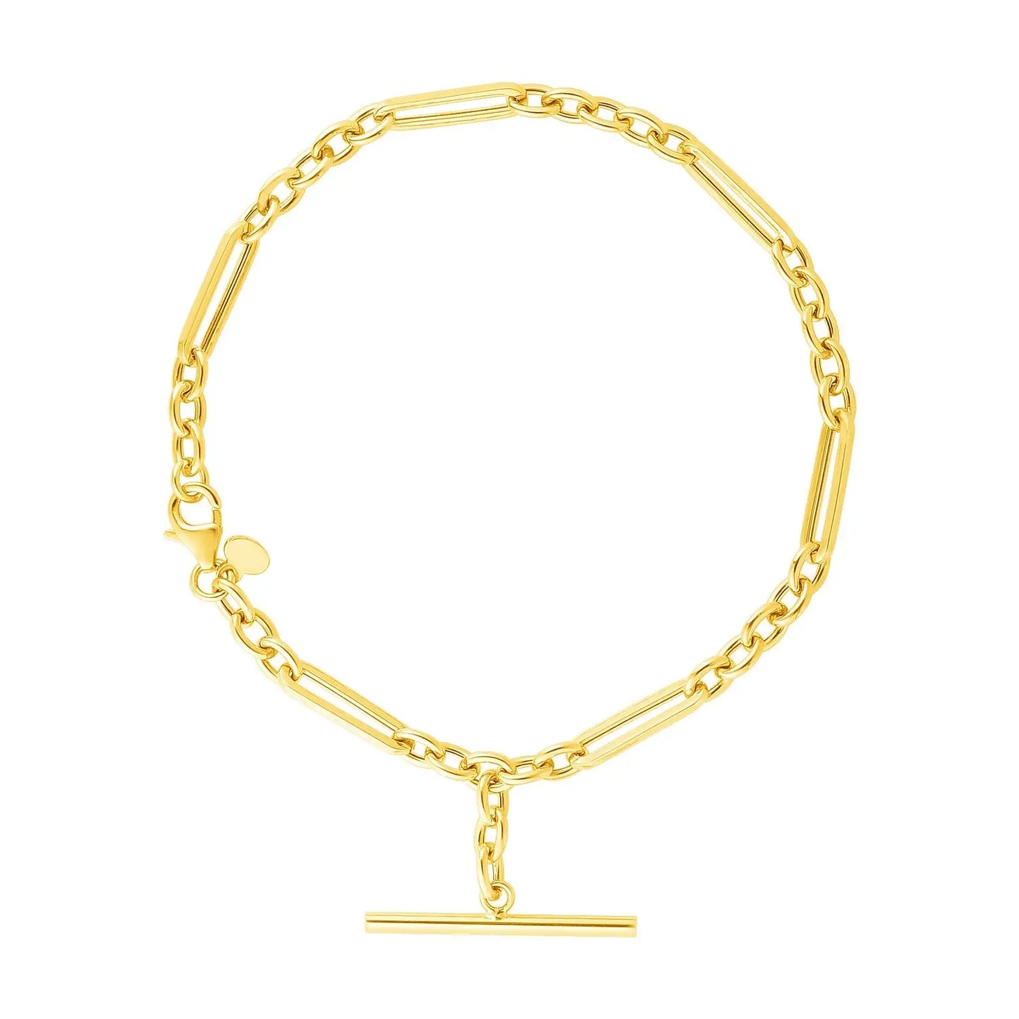 14k Yellow Gold Alternating Oval and Round Chain Bracelet with Toggle (3.90 mm) RCJ Bracelets CELESTIA LUXE JEWELLERS