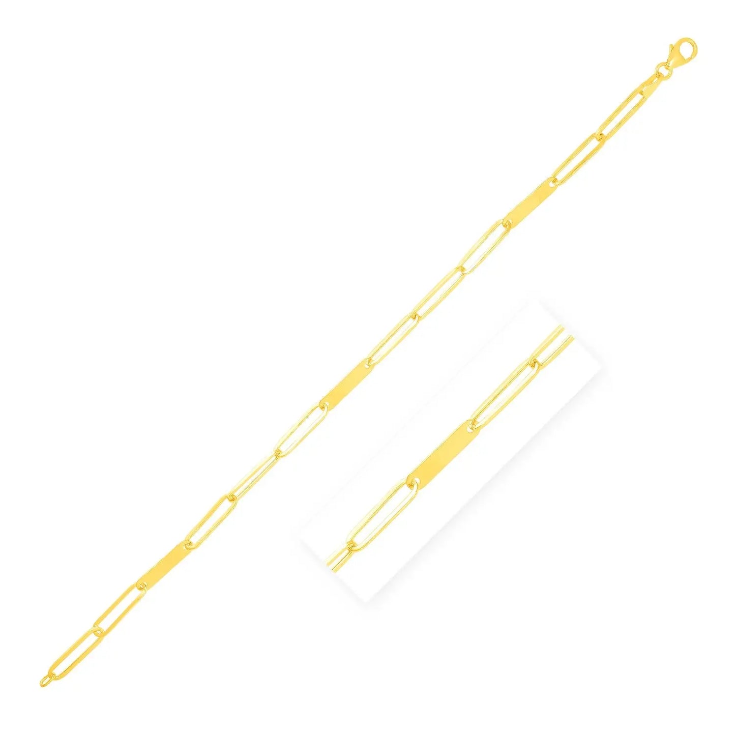 14k Yellow Gold Alternating Paperclip Chain Link and Gold Bar Bracelet (3.60 mm) RCJ Bracelets CELESTIA LUXE JEWELLERS