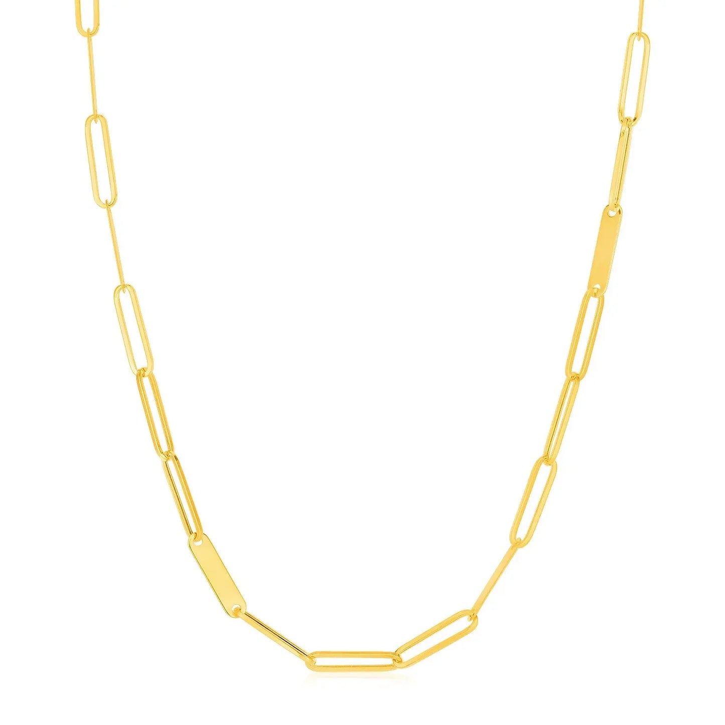 14k Yellow Gold Alternating Paperclip Chain Link and Gold Bar Necklace RCJ Necklaces CELESTIA LUXE JEWELLERS