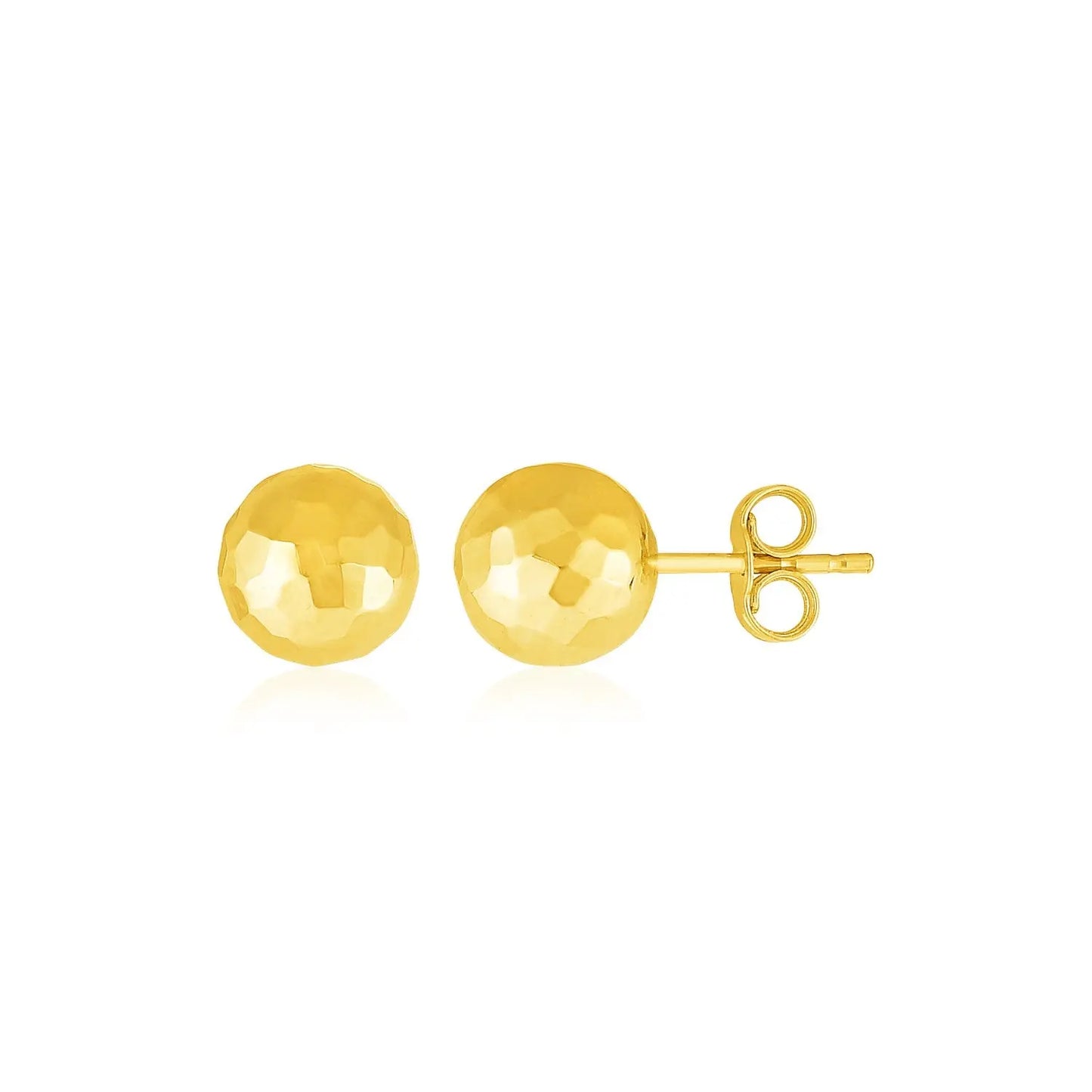 14k Yellow Gold Ball Earrings with Faceted Texture(5mm) RCJ Earrings CELESTIA LUXE JEWELLERS